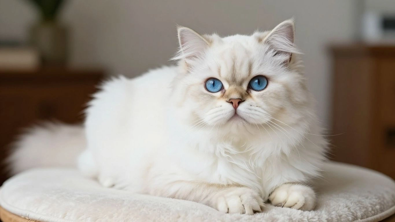 Gato persa com olhos azuis e pelo branco