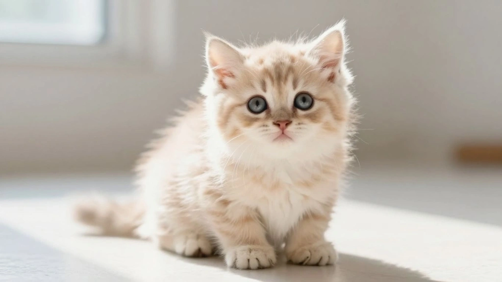 Gatinho filhote sentado olhando para seu dono