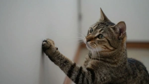 Gato urinando em móvel para marcar território.